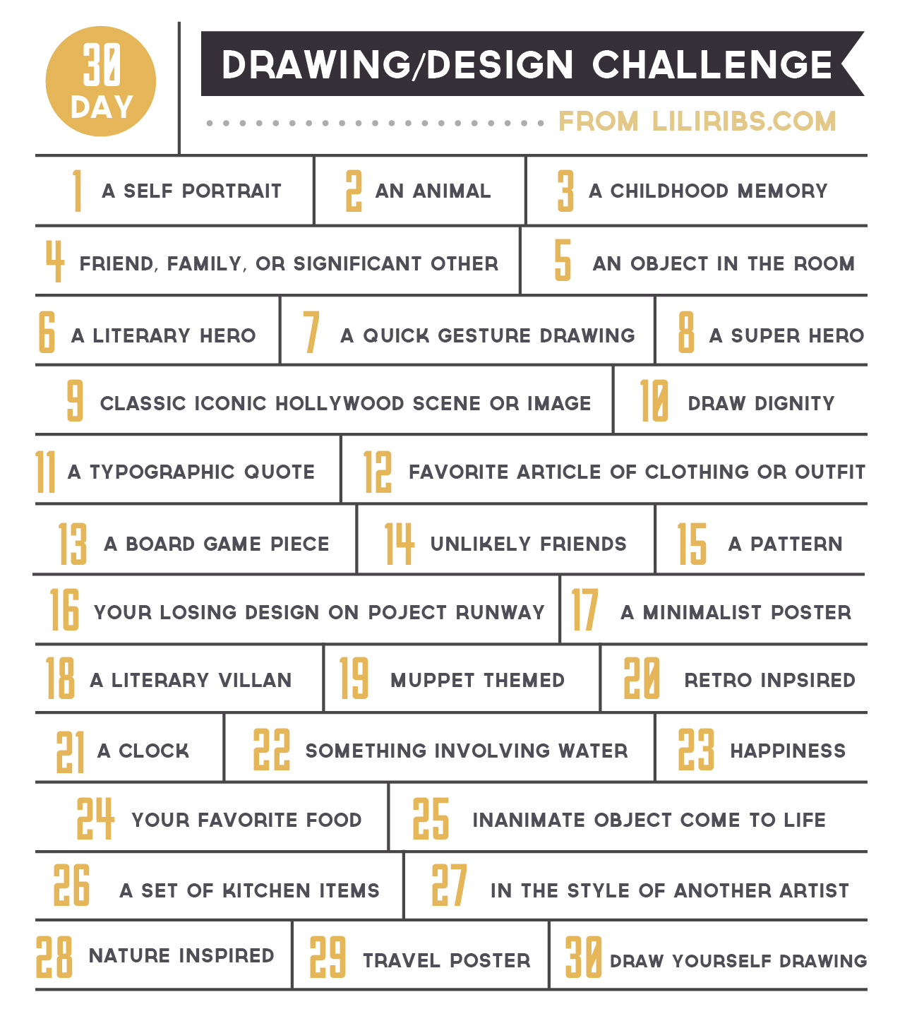 Drawing Challenge List